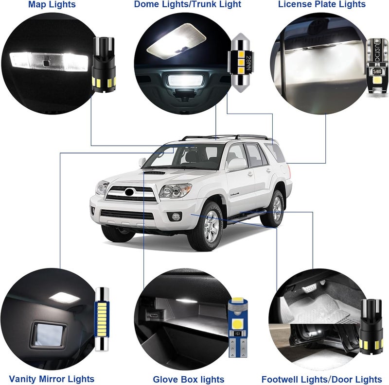 EASY EAGLE LED Interior Car Lights for Toyota-4Runner-2003-2009: 18 Piece Kit White LED Light Bulbs - Super Bright 6000K + Install Tool - Image 3